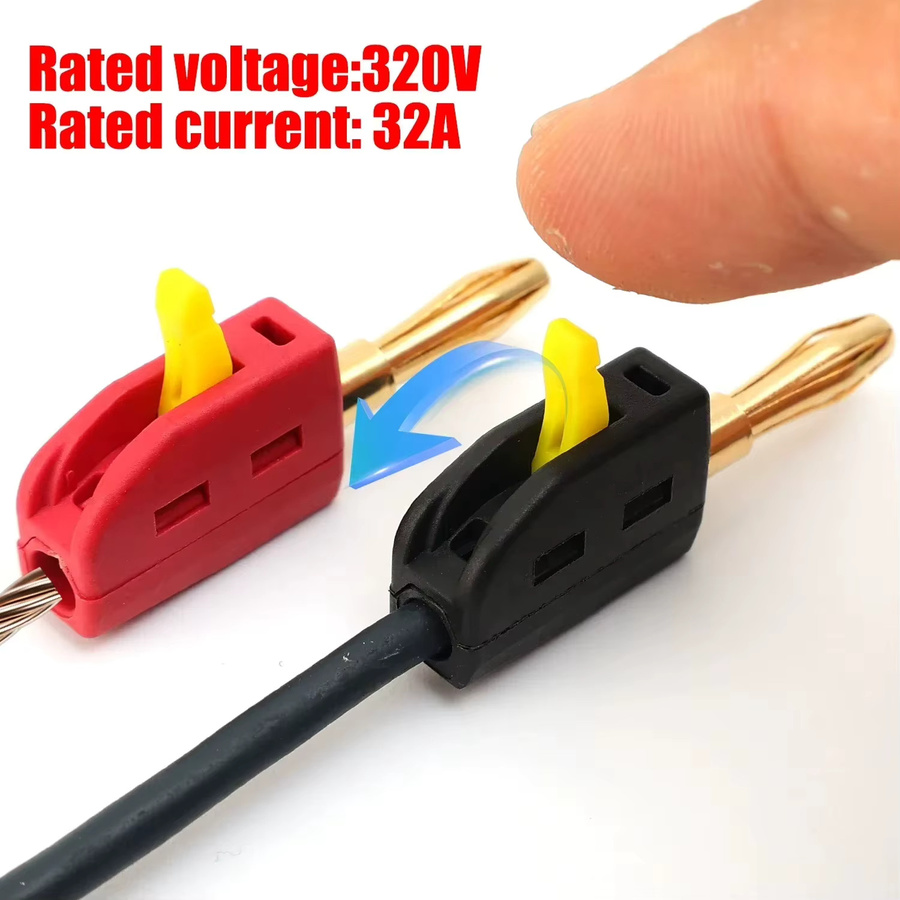 Vergoldete 32A 4mm Bananenstecker als lötfreie Schnellverbindung für Audio-Lautsprecher und Verstärker in Rot und Schwarz - Bild 2