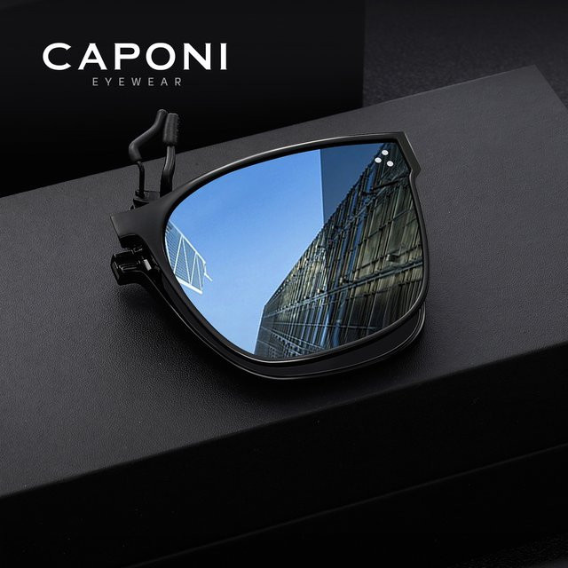 CAPONI CP35023 Sonnenbrille, Clip-on, Vollrand, Square, Schwarz, Herren - Bild 1