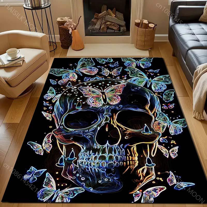 UQIDEHOME Teppich mit Fantasy Schmetterlingen und Totenköpfen Motiv, Mehrfarbig, B/T: 60 x 40 cm - Bild 2