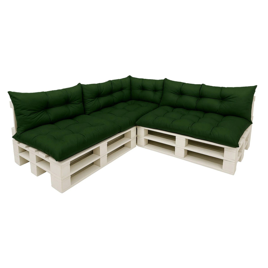 Setgarden 7er Palettensofa Kissen-Set für Outdoor in Grün mit abnehmbaren und waschbaren Bezügen, Sitzkissen Breite: 120 cm, Tiefe: 80 cm und Rückenkissen Breite: 120 cm, Tiefe: 40 cm - Bild 2