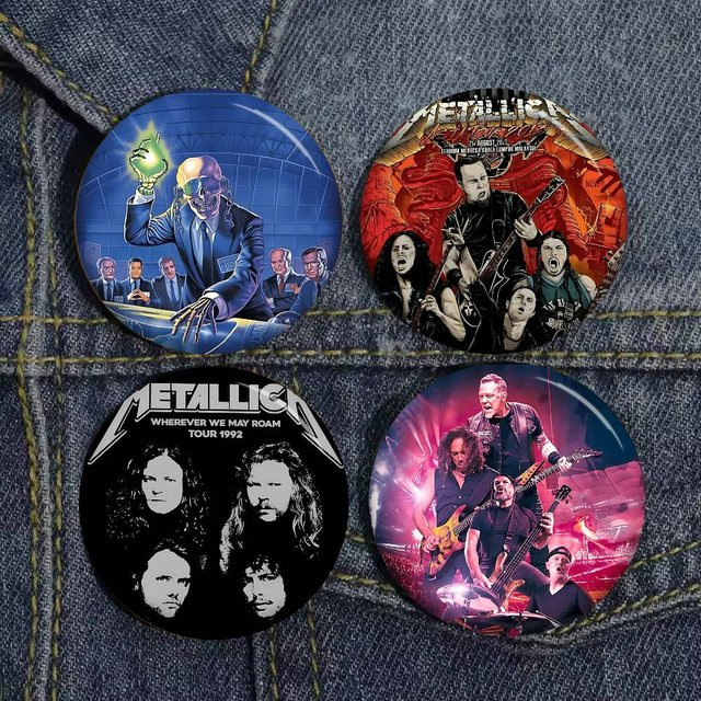 Potdemiel Brosche, M-MetallicaS Band Cartoon, Anime, Runde Anstecknadel - Bild 1