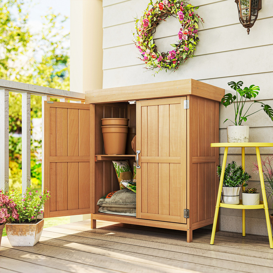 Outsunny Gartenschrank aus Tannenholz und Fichtenholz in Braun, B/T/H: 74 x 43 x 88 cm - Bild 2