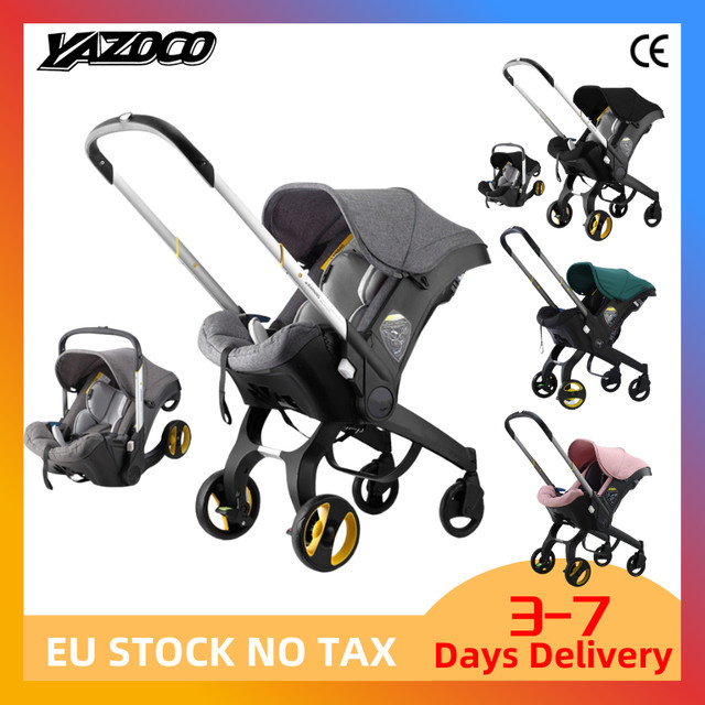YAZOCO 4-in-1 Babywandelwagen mit Babyreiseliege, Sportsitz und Autositzen in Grau, faltbar - Bild 1