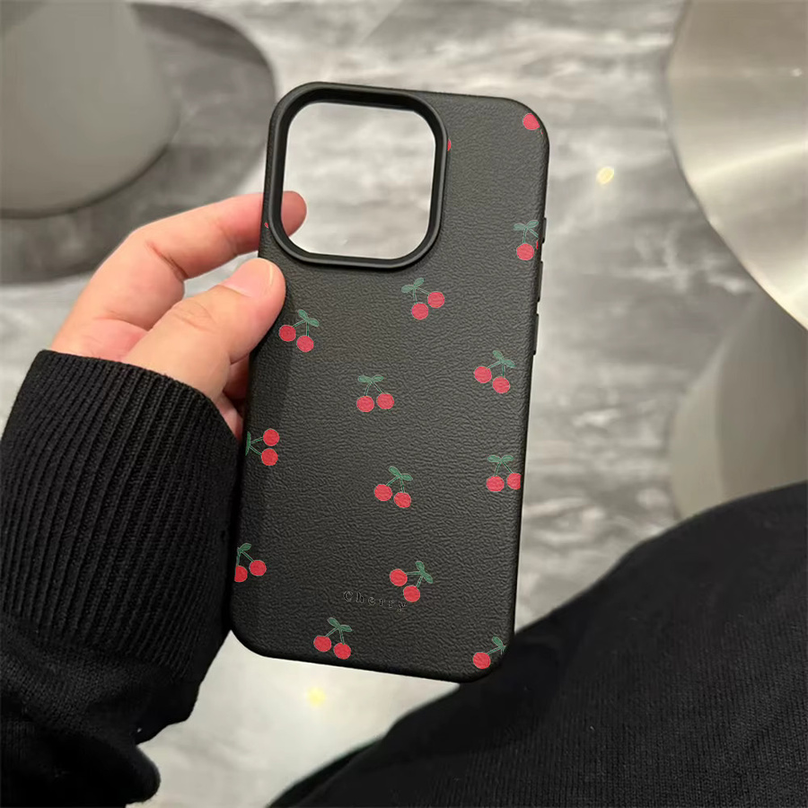 Stoßfeste Kirsch-Handyhülle für Apple iPhone in Schwarz - Bild 1