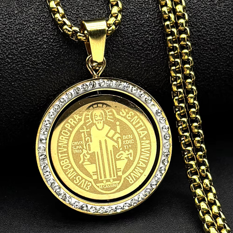 AFAWA Anhänger-Halskette Edelstahl, Kristall, Gold, Unisex - Bild 3