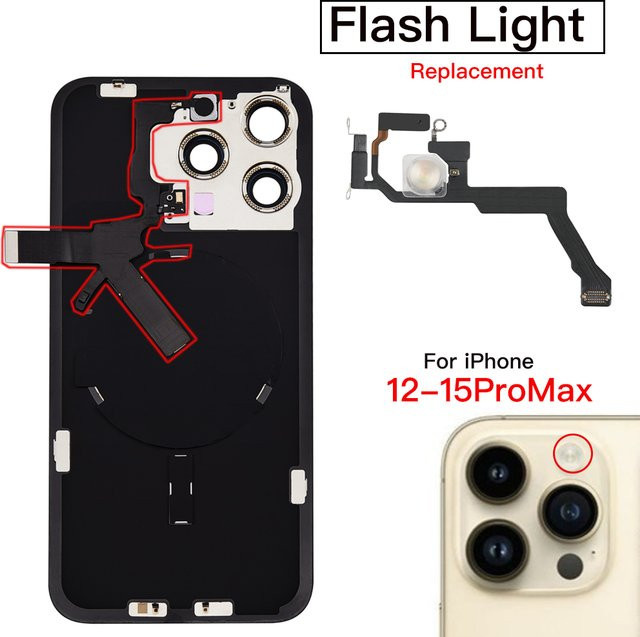 LED-Blitzlicht-Flexkabel Ersatz für iPhone 12 13 14 15 Plus Mini Pro Max in Schwarz - Bild 1