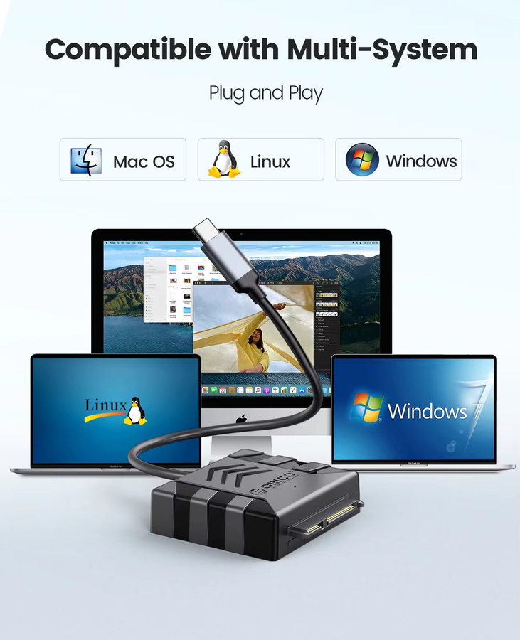 ORICO USB 3.0 zu SATA Konverter Adapter für 2,5 und 3,5 Zoll HDD und SSD in Schwarz - Bild 6