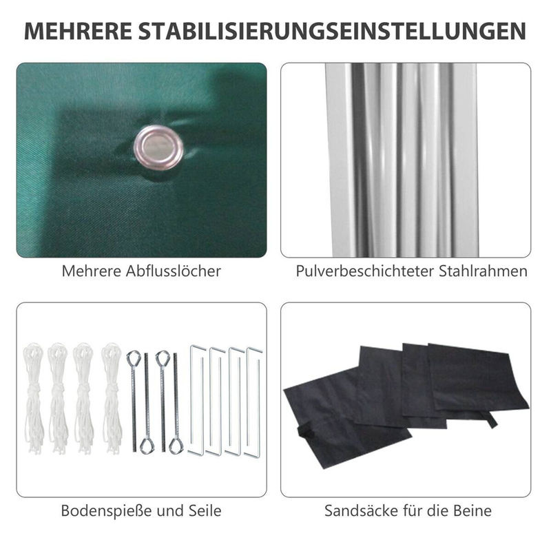 Outsunny Pavillon aus Polyester und Stahl in Grün B/H/T: 297 x 288 x 297 cm - Bild 4
