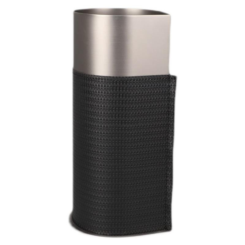 Zylindrische Vase aus geflochtenem Leder für Blumen und Trockenblumen, Dekoration für Wohnzimmer und Esszimmer, Durchmesser: 11,5 cm, Höhe: 14,0 cm - Bild 2