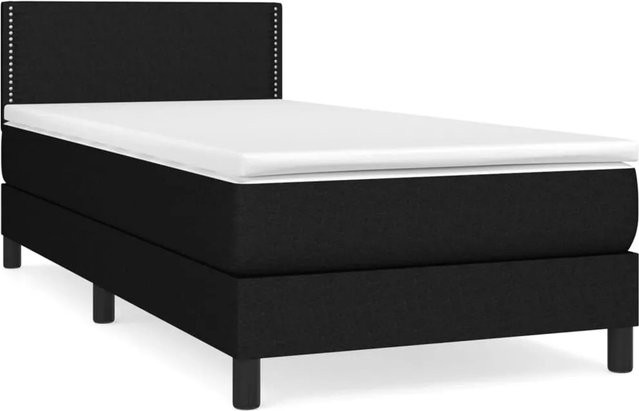 vidaXL Boxspringbett Hybrid mit Matratze und Taschenfederkern, Schwarz, B: 80 cm, T: 200 cm, H: 88 cm - Bild 1