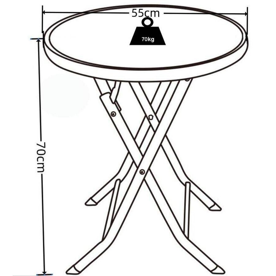VCM Gartentisch rund aus Metall und Glas in Anthrazit, klappbar und UV-beständig, B/T/H: 55 x 55 x 70 cm - Bild 2