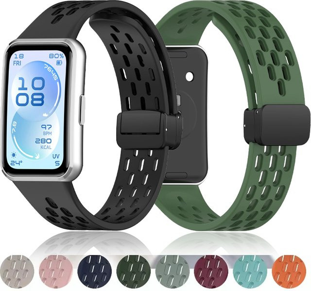 Huawei Uhrenarmband Silikon, Magnetische Metallschnalle, Schwarz - Bild 1