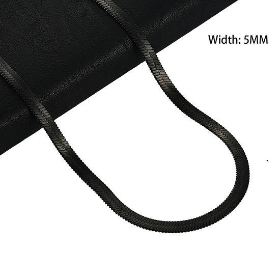Halskette Edelstahl, Flachglied, Schwarz, 46 cm, Damen, Herren - Bild 1