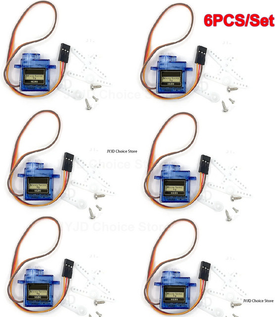 6 Stück SG90 9g Micro Servo Motor, Mini Servomotor-Set, mit Kunststoffgetriebe, 180 Grad Servo - Bild 1
