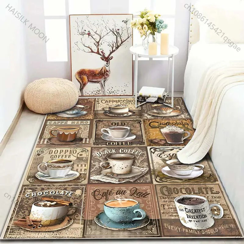 UQIDEHOME Druckteppich Kaffee Kunstdruck in Multicolor, Bodenmatte für Wohnzimmer und Schlafzimmer, B/T: 60 x 40 cm - Bild 3