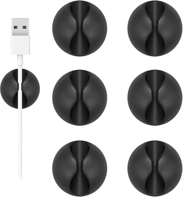 20 Stück Kabel-Organizer in Schwarz, selbstklebende Kabelhalter für USB-Ladekabel im Auto, Zuhause und Büro - Bild 1