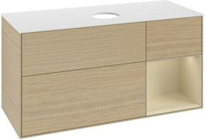 V&B Waschtischunterschrank Finion in Weiß und Eiche lackiert, Breite: 120 cm, Tiefe: 50,1 cm, Höhe: 50,1 cm - Bild 1