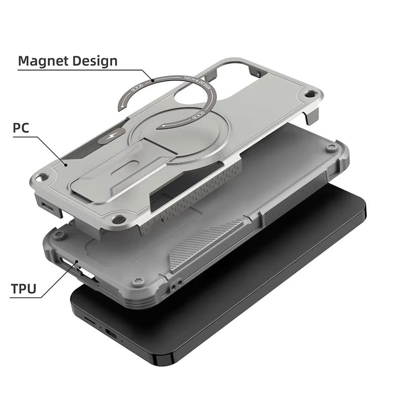 2in1 Armor Fold Stand Magnetische Schutzhülle für Samsung Galaxy S25 Ultra S24 Plus A56 A55 A54 A36 A35 A25 A16 A15 A14 A06 A05S 5G in Blau - Bild 3