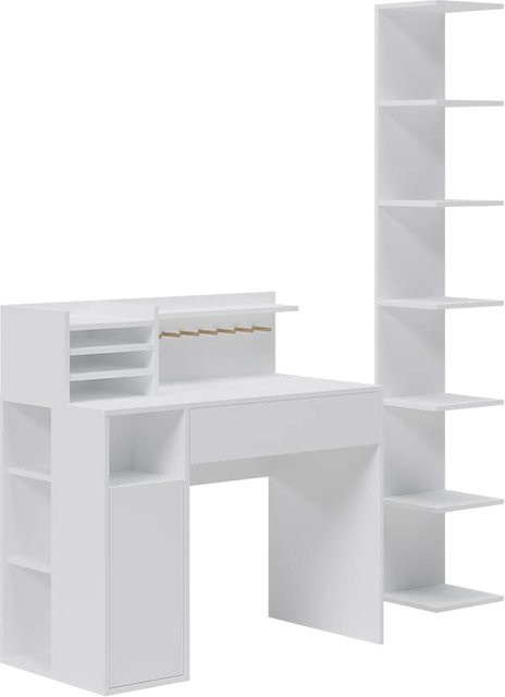 Vicco Schreibtisch Set in Weiß mit Bücherregal und Computertisch mit Schubladen - Bild 1