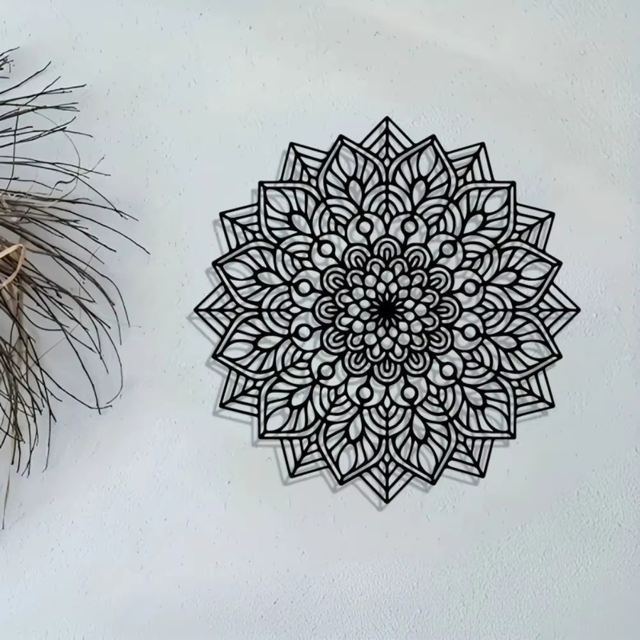 CIFBUY Mandala Metall-Wandkunst Lotus-Skulptur zur Wandmontage für moderne Heimdekoration - Bild 2