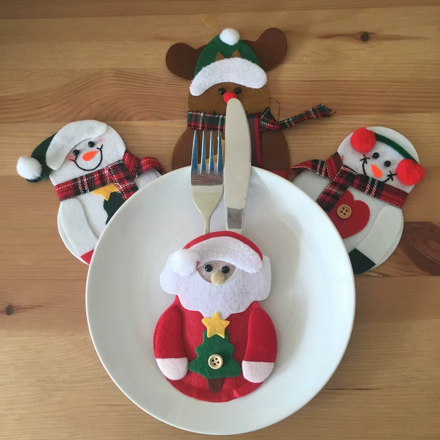 joy-enlife Weihnachts Bestecktaschen für Messer und Gabeln, Set mit 4 oder 8 Stück, Mehrfarbig - Bild 4