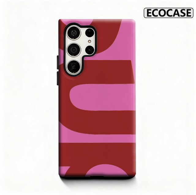 Retro-Handyhülle mit glänzender doppellagiger Rückseite für Samsung Galaxy S25 Ultra, S24 und S23 Ultra Plus in Rosa und Burgunderrot - Bild 1