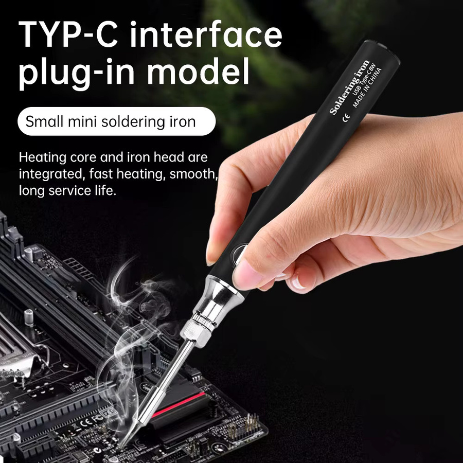 Airepair Mini USB Typ-C Lötkolben in Schwarz mit 3-stufiger einstellbarer Temperatur, tragbarer elektronischer Schweißstift - Bild 5