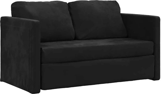 vidaXL Bodensofa mit Schlaffunktion in Schwarz aus Samt, B/T/H: 122 x 204 x 55 cm - Bild 1