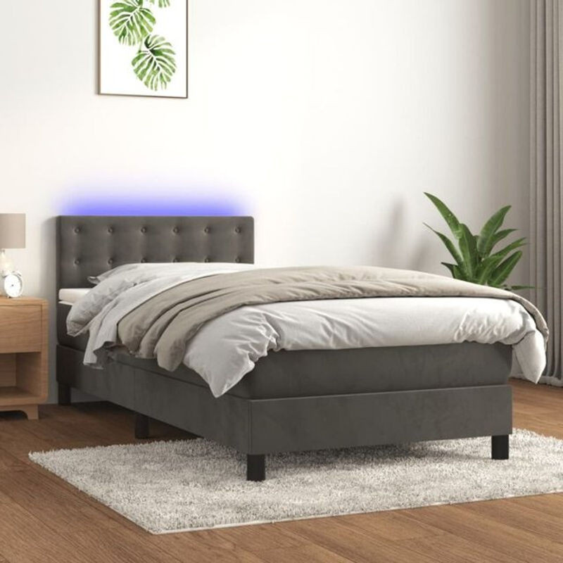 Vidaxl Boxspringbett mit Matratze aus Samt in Grau mit Massivholz B/T/H: 80 x 200 x 78 cm - Bild 1