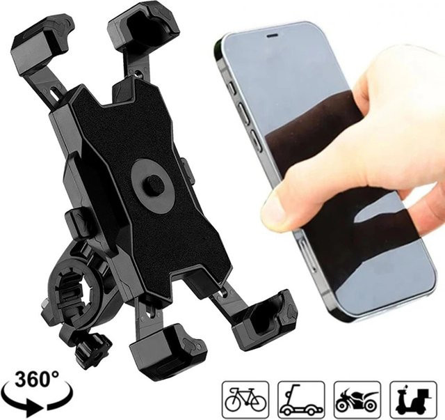 Universeller 360 Grad drehbarer Fahrrad-Handyhalter und Motorrad-Telefonhalter mit GPS-Clip in Schwarz - Bild 1