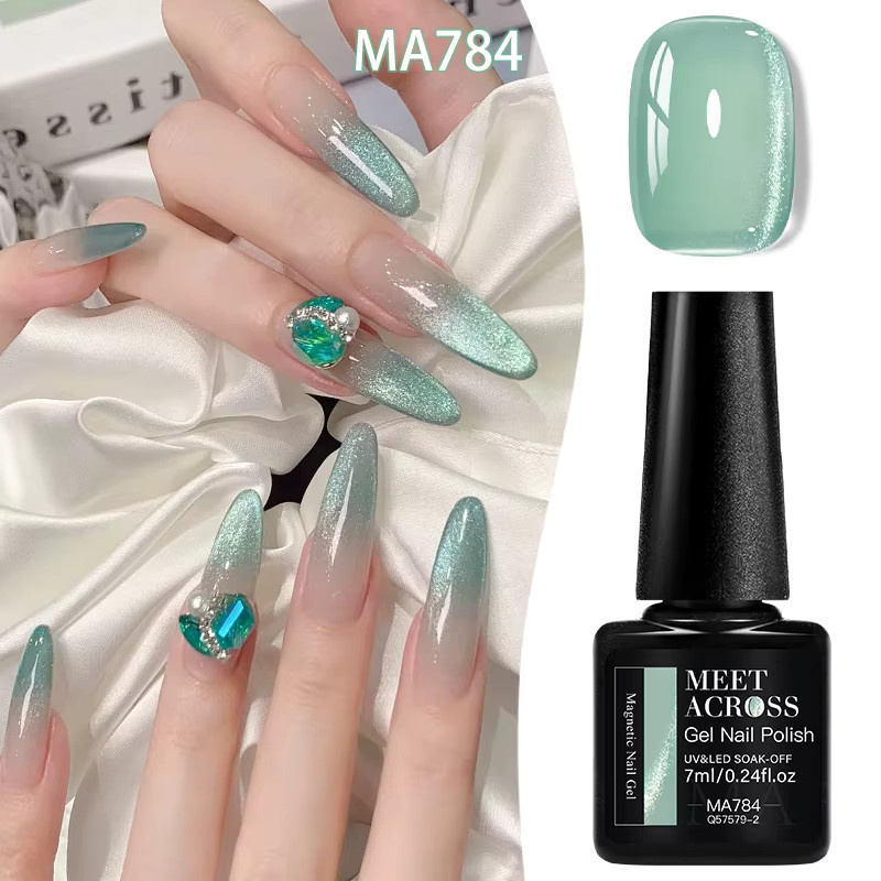 Auroras Mint Green Cat Magnetischer Gel-Nagellack, Königsblau, 7 ml - Bild 1