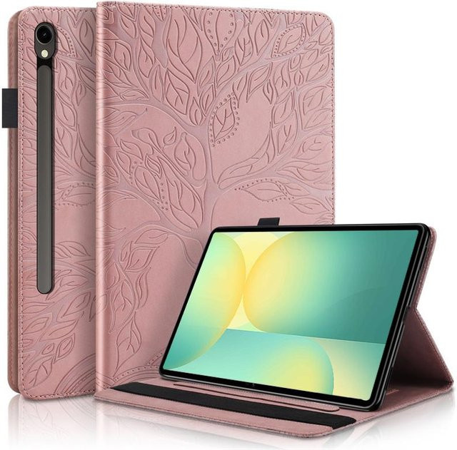 Samsung Galaxy Tab S10 Lite Hülle mit Baum-Prägung als Flip-Brieftasche und Ständer in Rose Gold (10,9 Zoll) - Bild 1