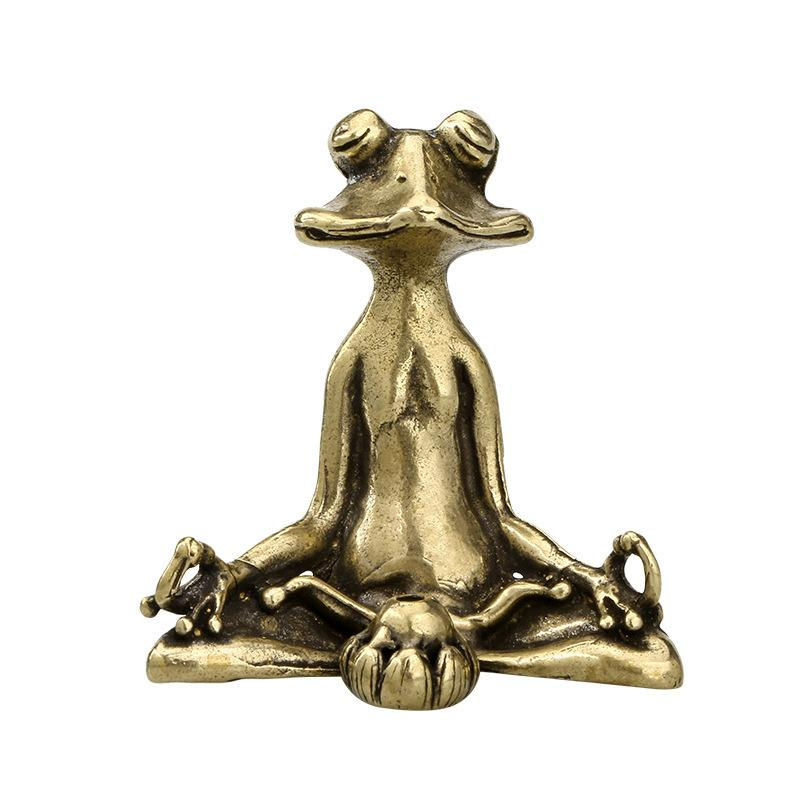 Love Home Garden Zen Frosch Skulptur aus Messing in Gold als Deko-Ornament und Räuchergefäß - Bild 3