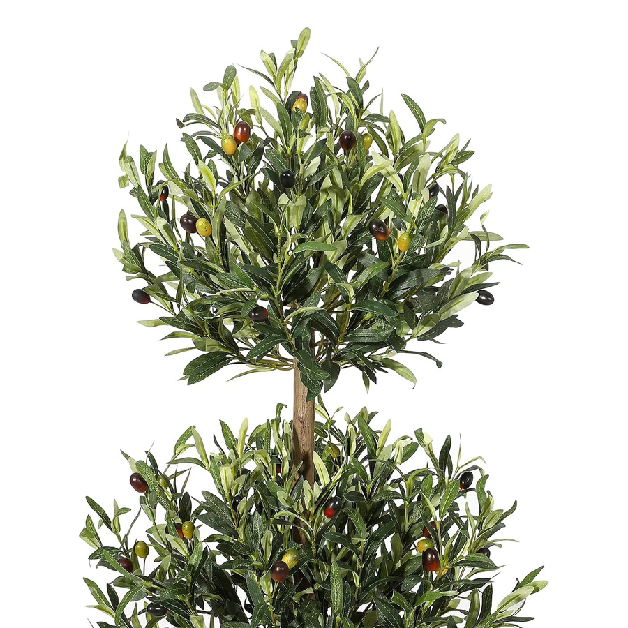 HiMISS Künstlicher Olivenbaum in Form eines Ball-Topiary mit weißen Oliven, grün, Höhe: 150 cm - Bild 2