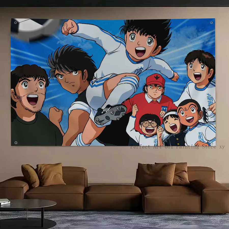 Anime Captain T-Tsubasa Flagge aus Polyester in Blau mit Vierlöchern für Outdoor und Raumdekoration, B x H: 50 x 70 cm - Bild 3
