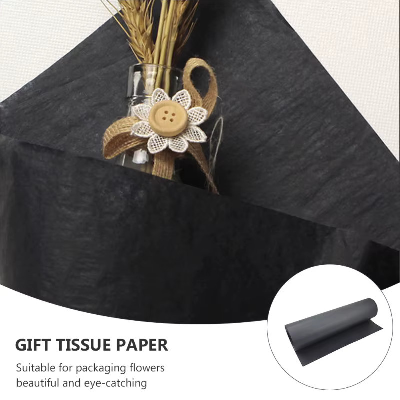 Dekorative Kraftpapierrolle in Schwarz für Bastelarbeiten und Blumenverpackungen, Breite: 38 cm - Bild 2
