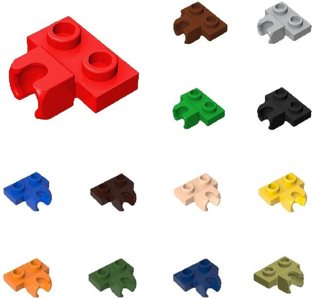 Alibricks 50 Stück Modifizierte 1 x 2 Bausteine mit kleinen Abschleppensteinen in Braun für technische MOC-DIY-Konstruktionen - Bild 1