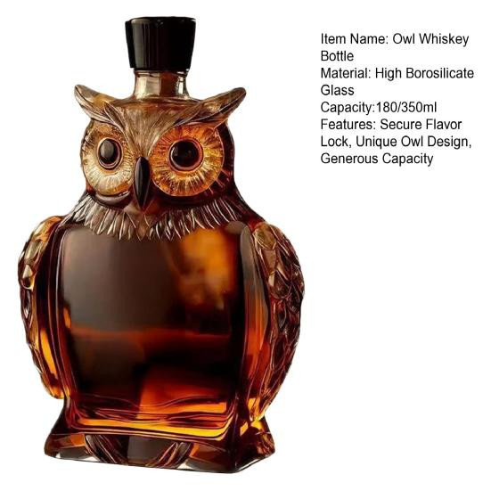 Dekorative Eulen-Whiskyflasche aus Borosilikatglas von zhutianb, transparente Tierkaraffe für deine Heimbar, 180 ml oder 350 ml - Bild 8