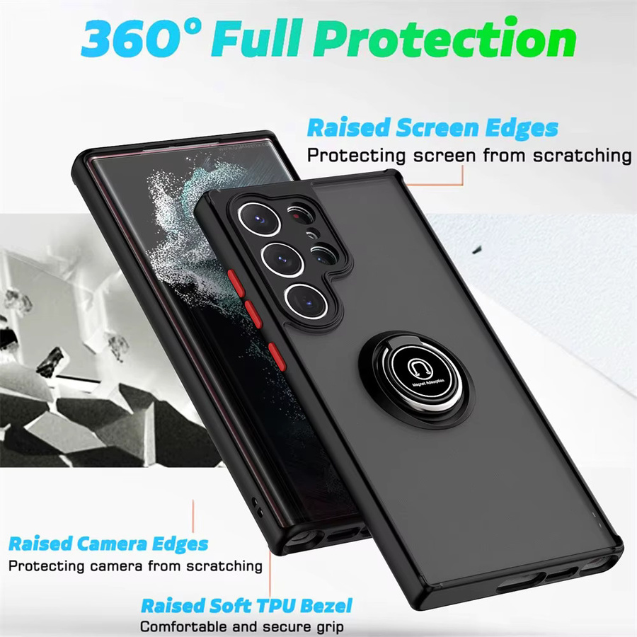Stoßfeste Panzerhülle mit Magnethalterung für Samsung Galaxy S24 S23 S22 S21 S20 Ultra Note 20 Ultra 5G A32 A52 A72 S10 Plus in Schwarz Matt - Bild 6