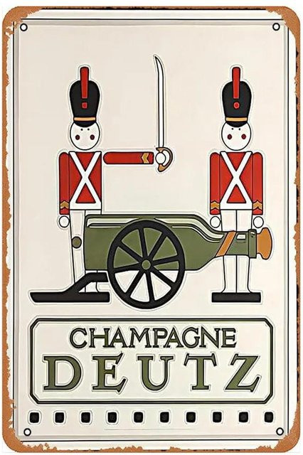 Retro-Vintage Metallschild Französischer Champagner Wanddekoration von CIFkauf in Schwarz - Bild 1