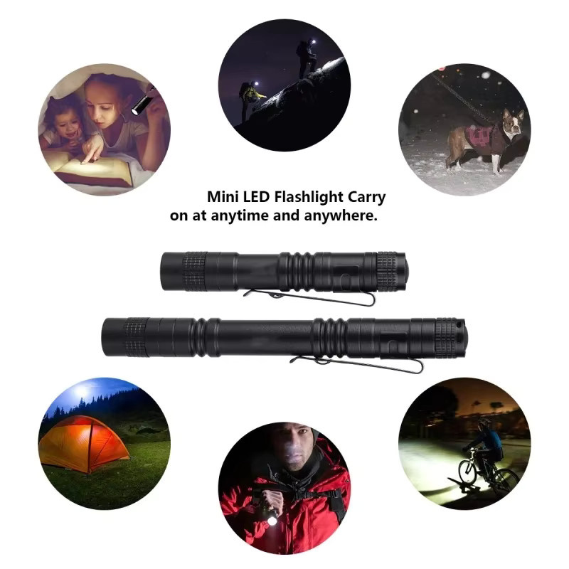 XIWANGFIRE Mini-LED-Taschenlampe in Schwarz, tragbare Taschenstiftleuchte mit 1000 Lumen, wasserdichte Metall-Taschenlampe für medizinische Notfälle und Outdoor-Einsätze, betrieben mit AAA-Batterie - Bild 3