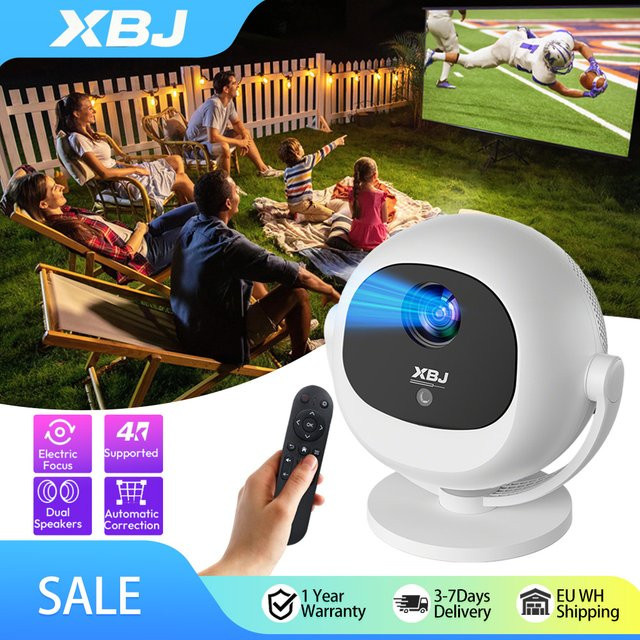 XBJ Mini-Projektor HD mit 300 ANSI LED, Bluetooth 6.0, automatischer Keystone-Korrektur, HDMI und USB in Weiß - Bild 1