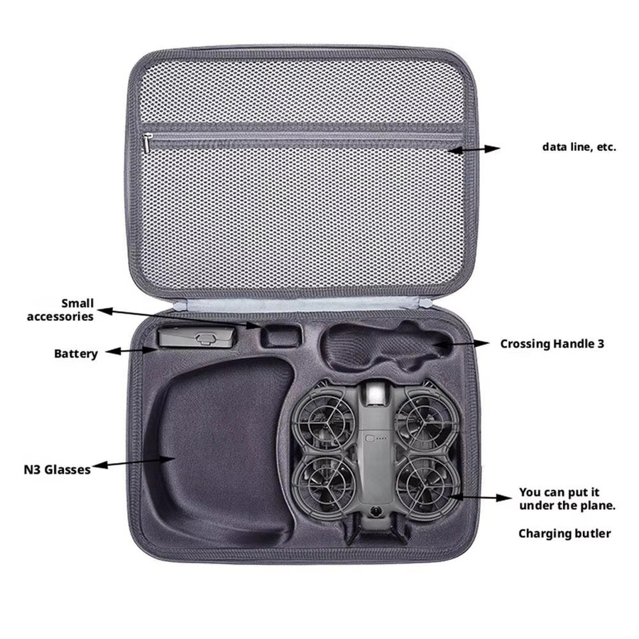 DJI Neo 2 Tragetasche und Schutzhülle in Grau für Zubehör und Brille N3 - Bild 3