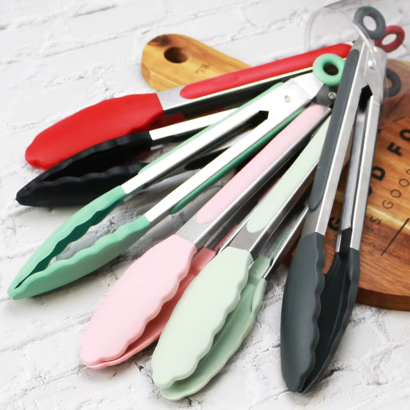 MAGICKIT Küchenzange aus Edelstahl und Silikon in Schwarz und Multicolour, rutschfeste Grillzange und Kochclip für Salat und Grillgut - Bild 2