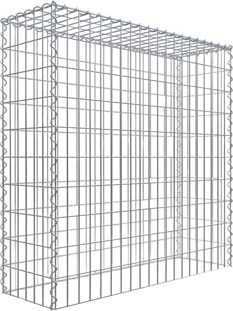 Gabiona Gabione-Anbaukorb Typ 3 in Silbergrau, Drahtgitter, B/T/H: 100 x 100 x 30 cm, Maschenweite 5 x 10 cm - Bild 1