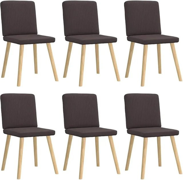 6er Set Esszimmerstühle von vidaXL in Dunkelbraun aus Stoff und Gummibaumholz - Bild 1