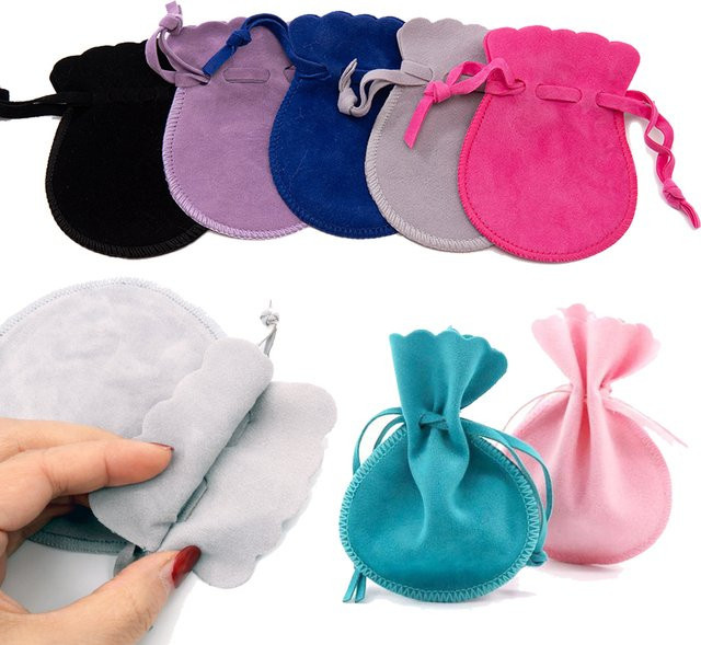 10 Stück kleine Samt-Schmuckbeutel mit Kordelzug in Blau zur Aufbewahrung von Schmuck und Geschenken - Bild 1