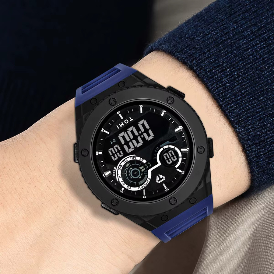 TOMI Digitaluhr, Herren, Kunststoff, Schwarz, Army green, Datum, 3 ATM - Bild 3