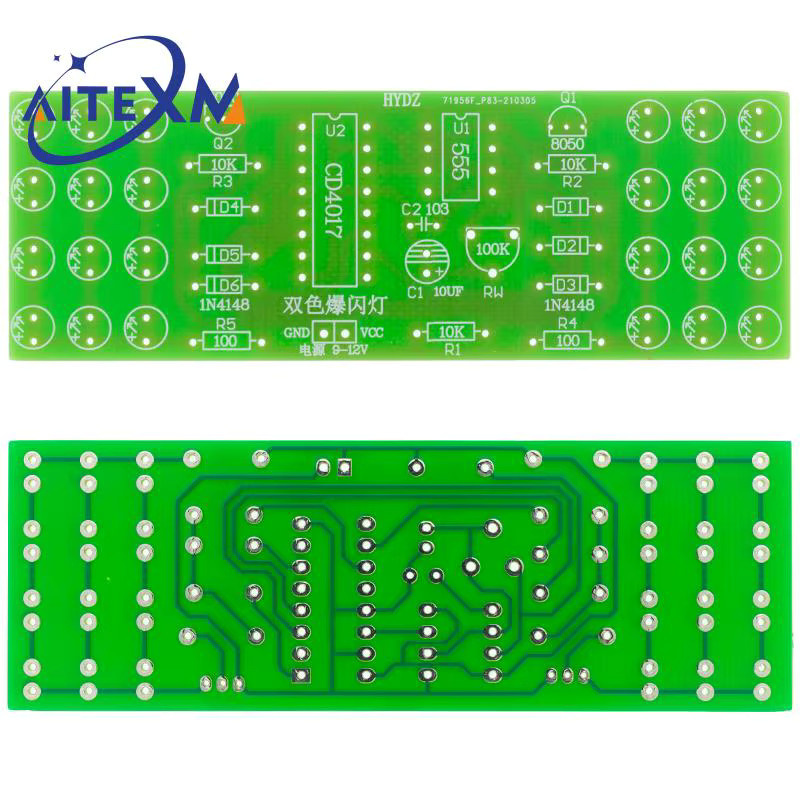 AITEXM NE555 CD4017 IC LED DIY Elektronik-Bausatz mit rot-blauen Blinklichtern - Bild 2