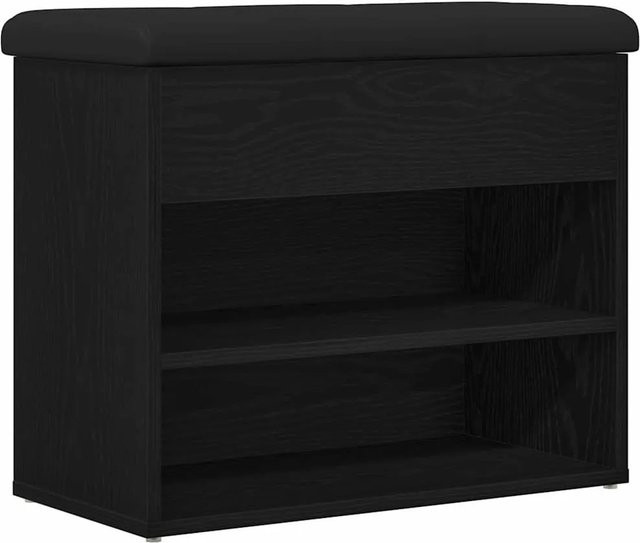 vidaXL Sitzbank mit Stauraum in Schwarz und Eichen-Optik, B/T/H: 62 x 32 x 50 cm - Bild 1